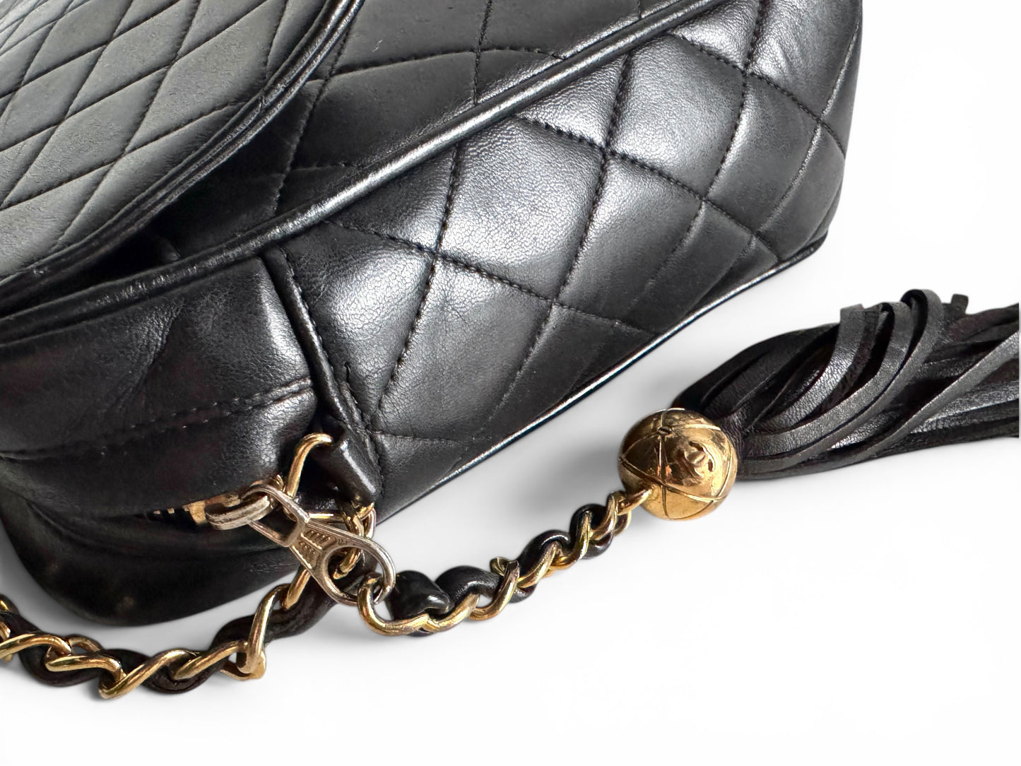 Chanel Lambskin Quilted Flap Camera Tassel Case