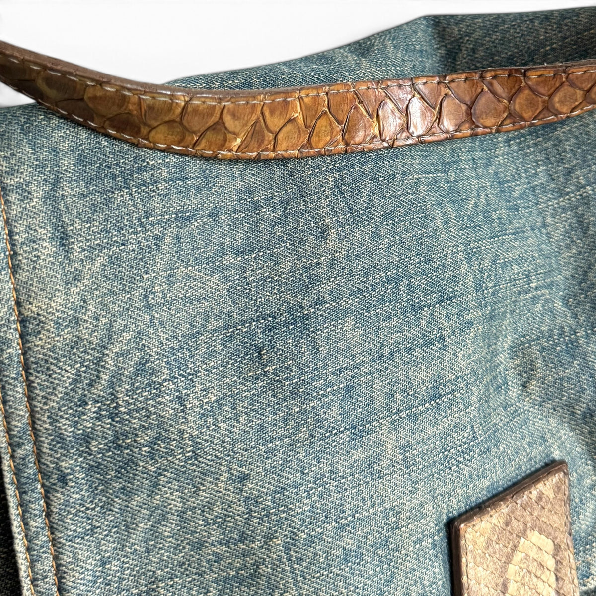 FENDI Denim Snakeskin Mama Baguette