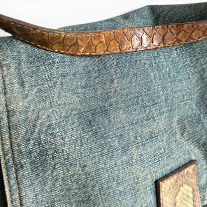 FENDI Denim Snakeskin Mama Baguette