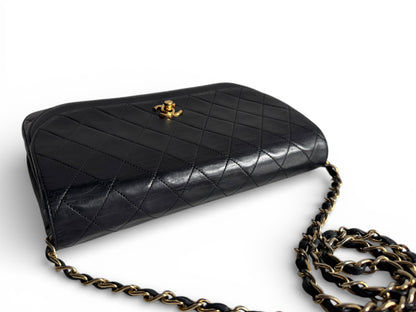 CHANEL Lambskin Half Moon Double Flap Bag
