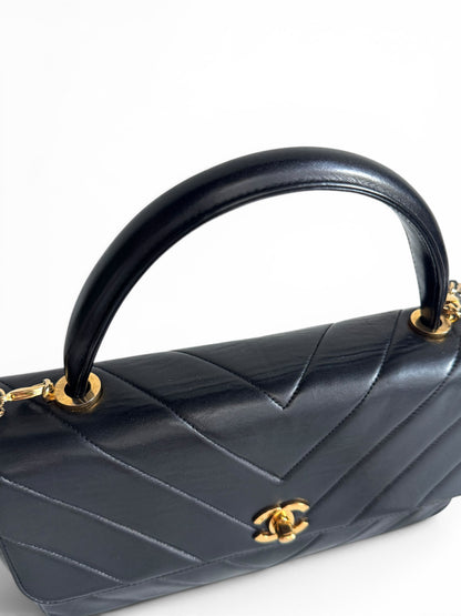 CHANEL Lambskin Chevron Quilted Kelly Flap