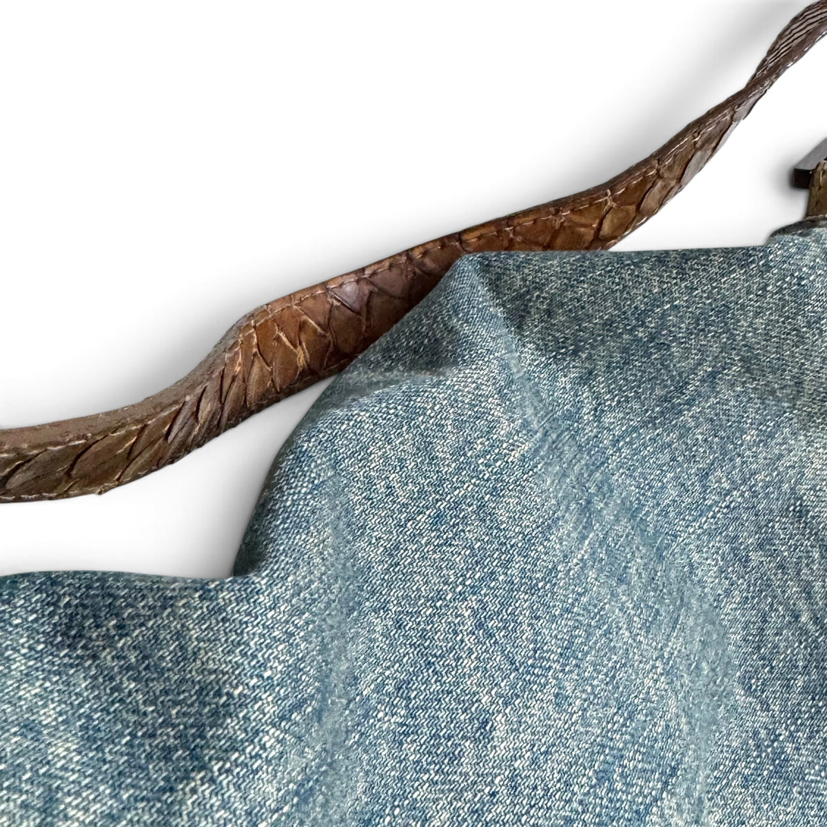 FENDI Denim Snakeskin Mama Baguette