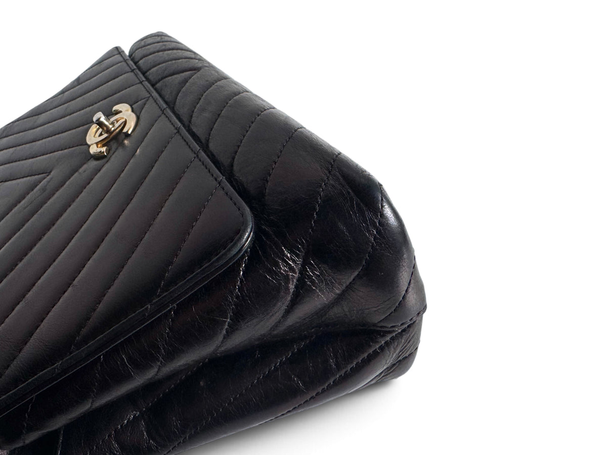 CHANEL Calfskin Chevron Small Coco Handle Flap
