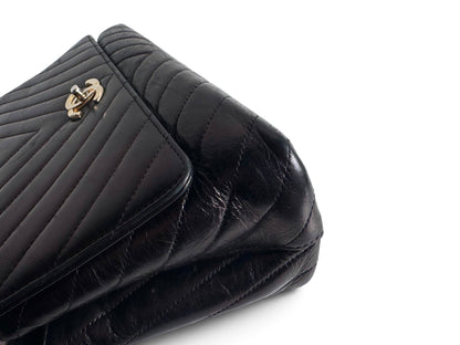 CHANEL Calfskin Chevron Small Coco Handle Flap