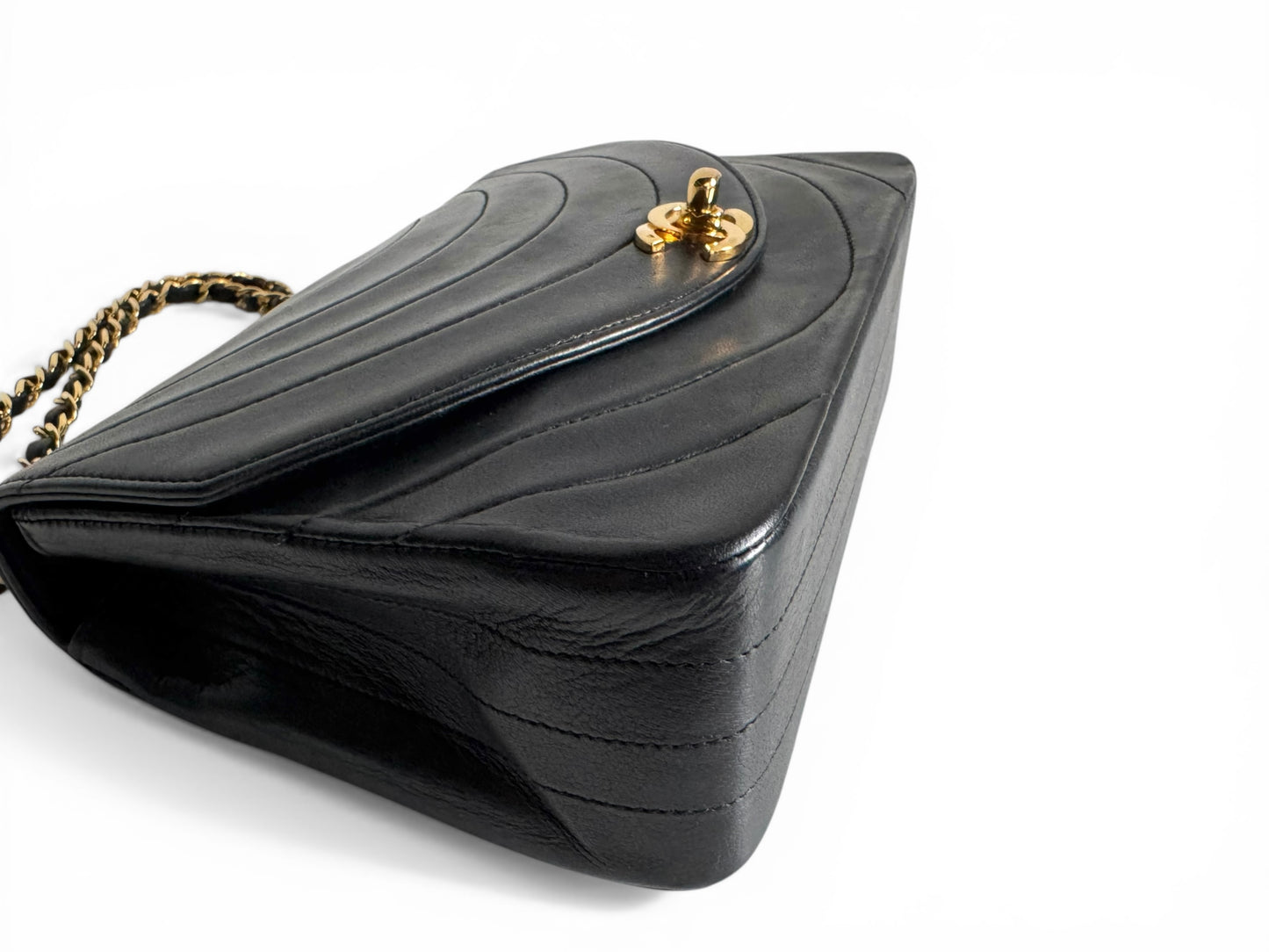 CHANEL Lambskin Half Moon Flap Bag