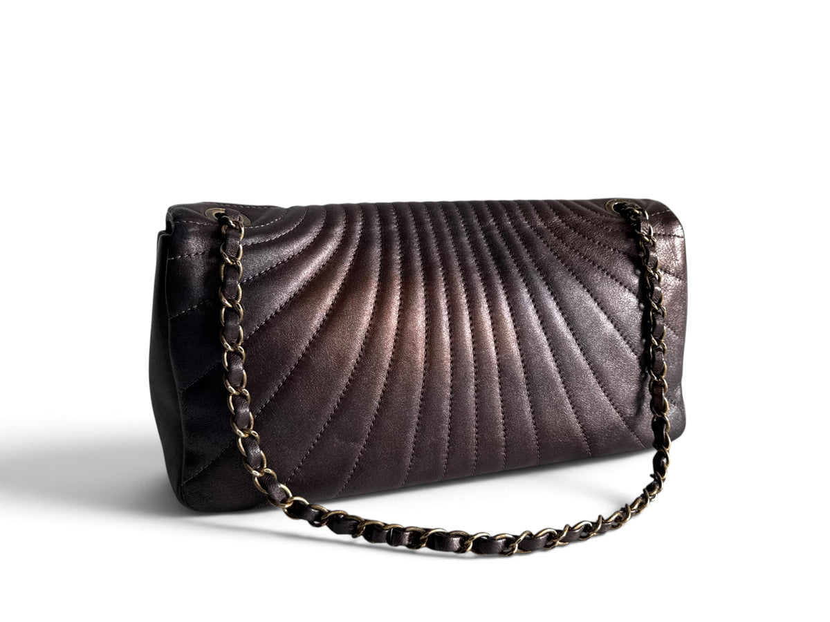 CHANEL Metallic Calfskin Degrade East West Flap
