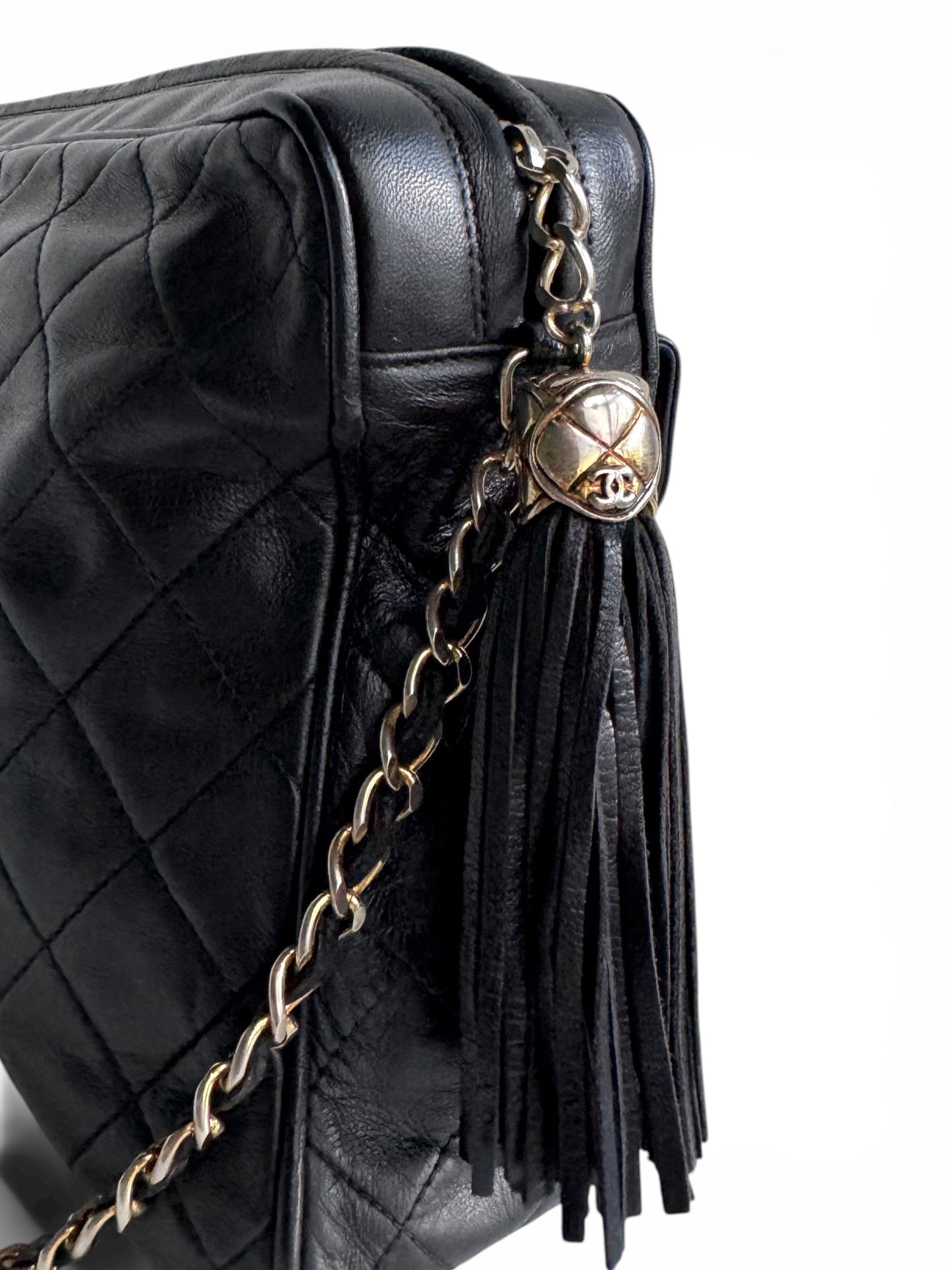 CHANEL Lambskin Quilted Tassel Camera Case