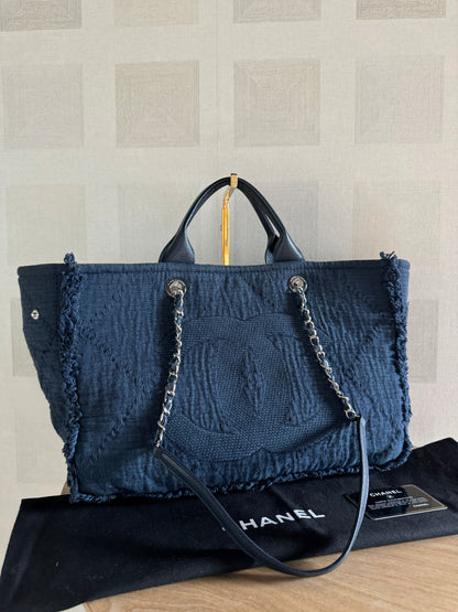 CHANEL Canvas Large Double Face Shopping Tote