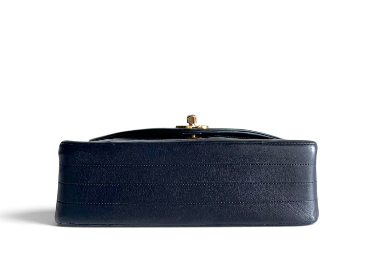 CHANEL Lambskin Half Moon Flap Bag