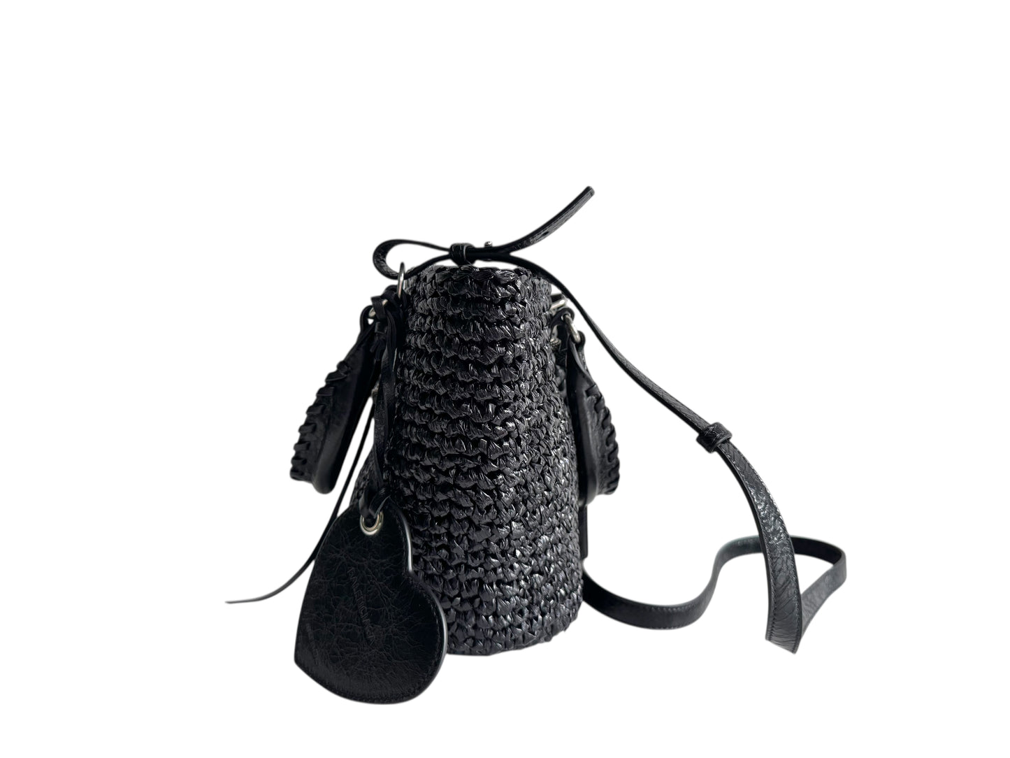 BALENCIAGA Nylon Raffia Le Cagole Small Panier Tote
