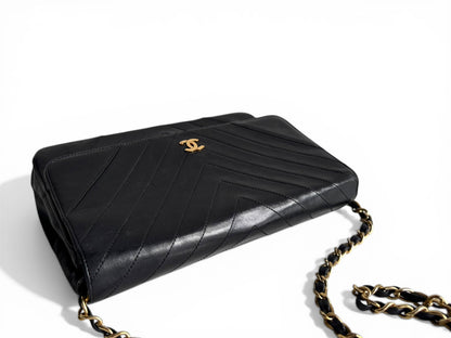 CHANEL Lambskin Chevron Flap Chain Shoulder Bag