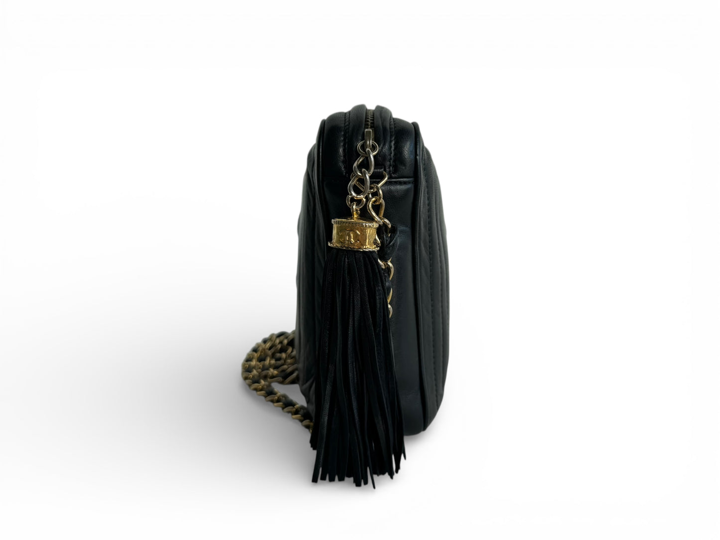 Chanel Black Lambskin CC Tassel Camera Bag