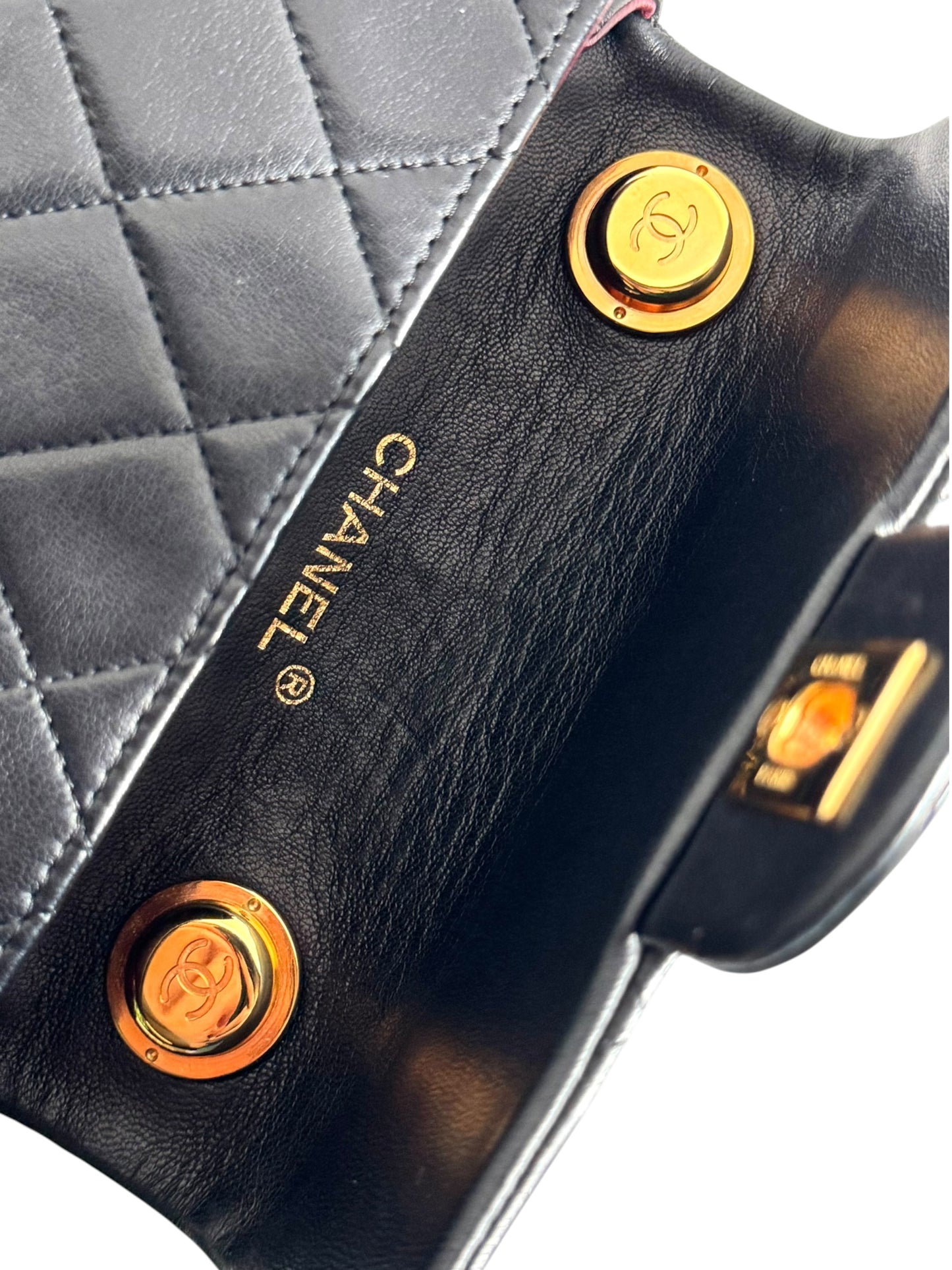 CHANEL Lambskin Mini Flap Chain Handle Bag