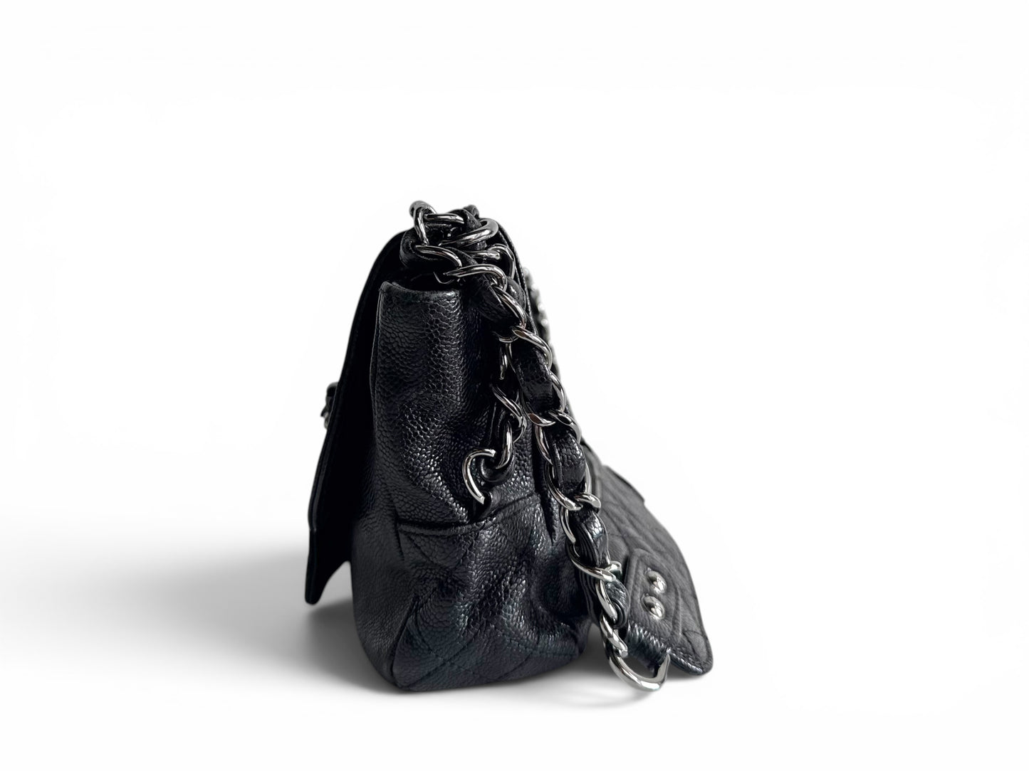 CHANEL Black Quilted Caviar Leather Pocket in the City Flap Shoulder Bag