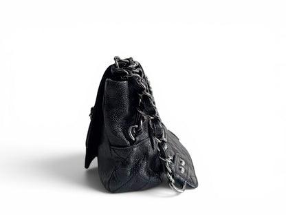 CHANEL Black Quilted Caviar Leather Pocket in the City Flap Shoulder Bag
