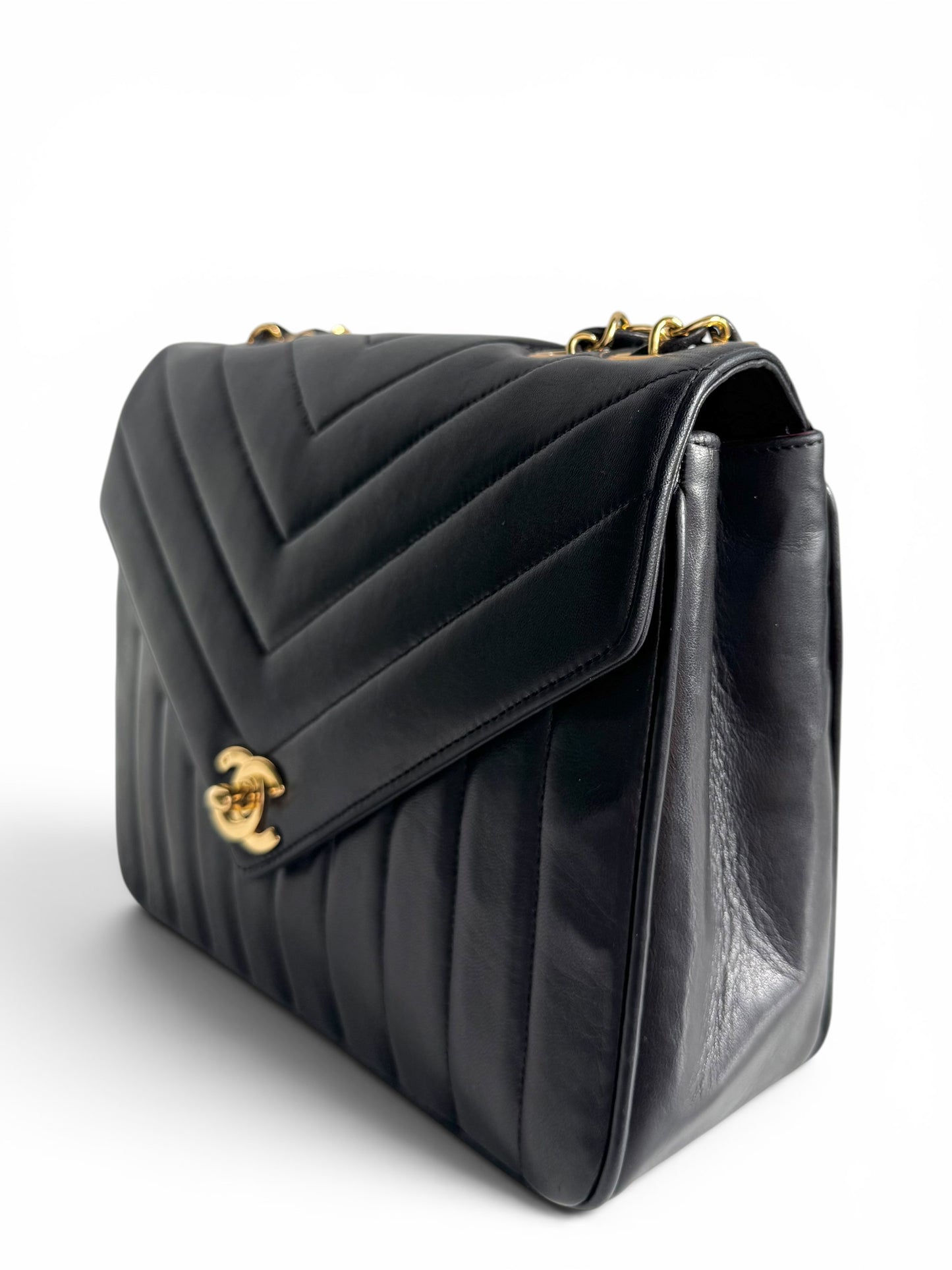 Chanel Lambskin Chevron Single Flap Bag