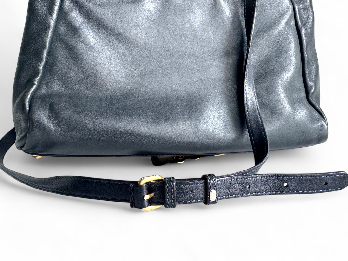 FENDI Calfskin Denim Zucca Peekaboo Iconic Satchel