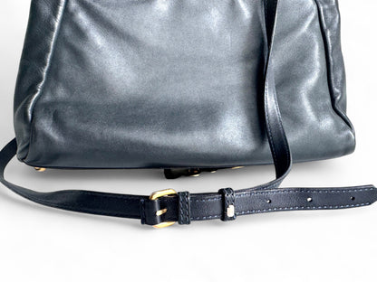 FENDI Calfskin Denim Zucca Peekaboo Iconic Satchel