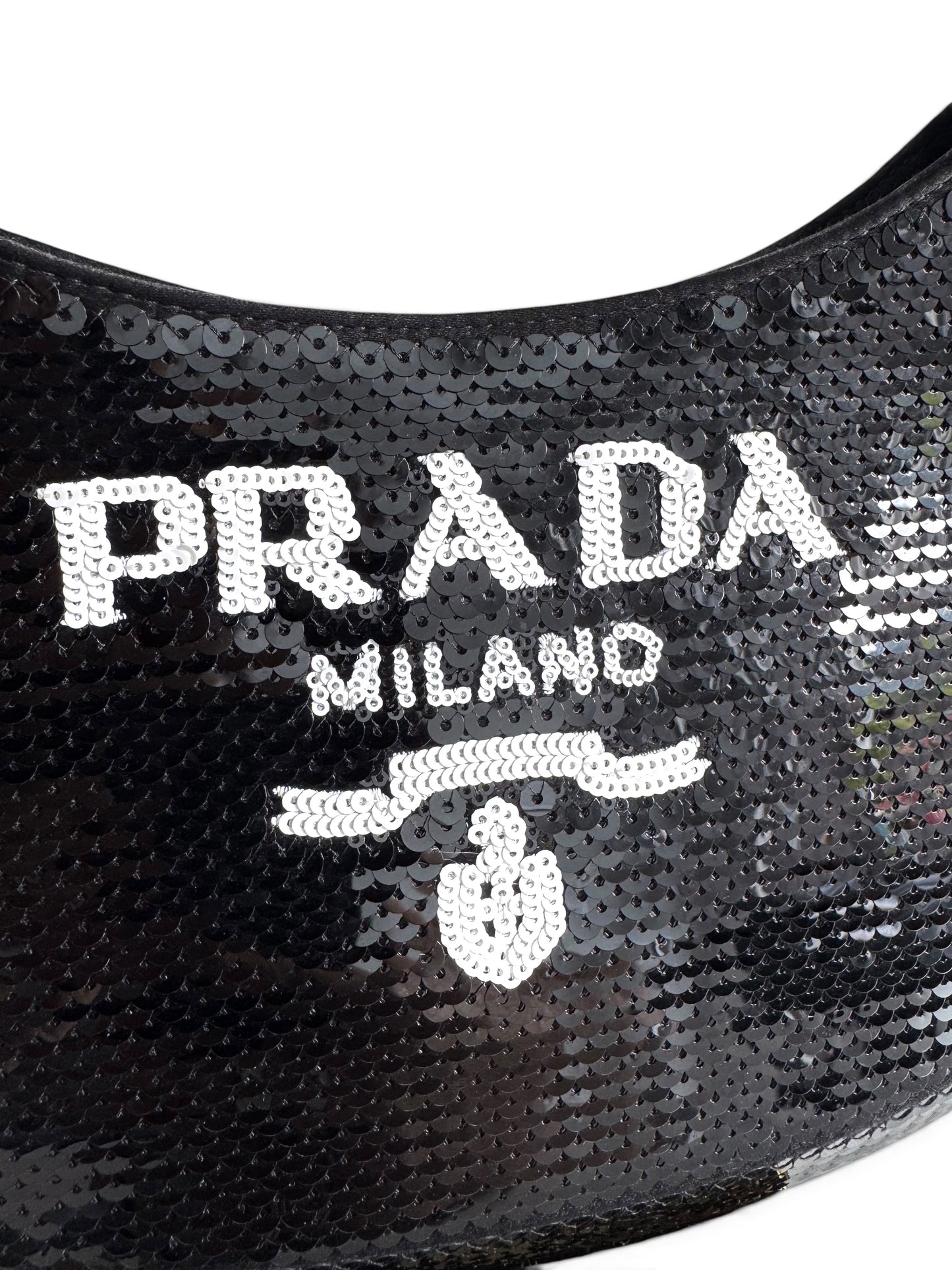 PRADA Paillettes Sequin Logo Cleo Adjustable Strap Shoulder Bag