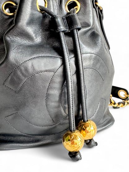 CHANEL Lambskin CC Drawstring Bag