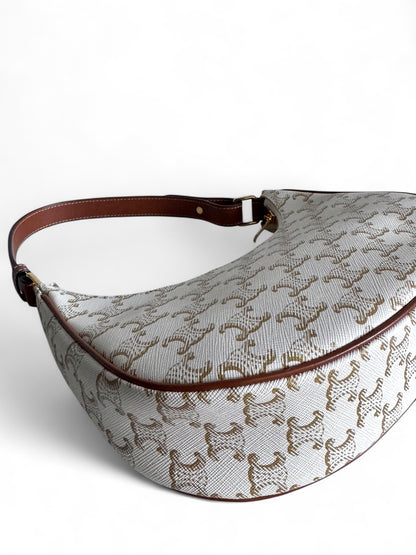 CELINE Canvas Calfskin Ava Triomphe Shoulder Bag
