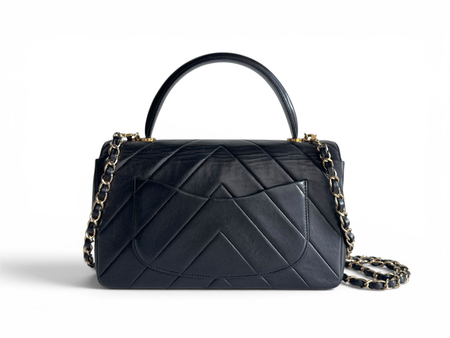 CHANEL Lambskin Chevron Quilted Kelly Flap