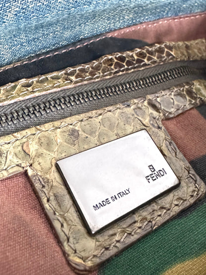 FENDI Denim Snakeskin Mama Baguette