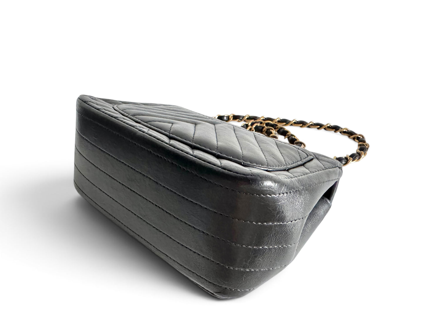 CHANEL Lambskin Chevron Quilted Mini Square Flap
