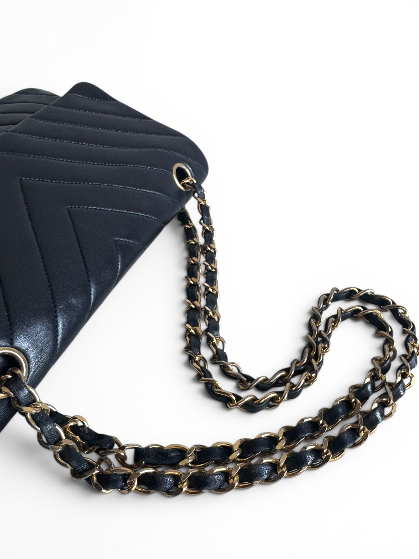 CHANEL Lambskin Chevron Medium Double Flap Bag