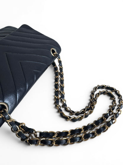 CHANEL Lambskin Chevron Medium Double Flap Bag