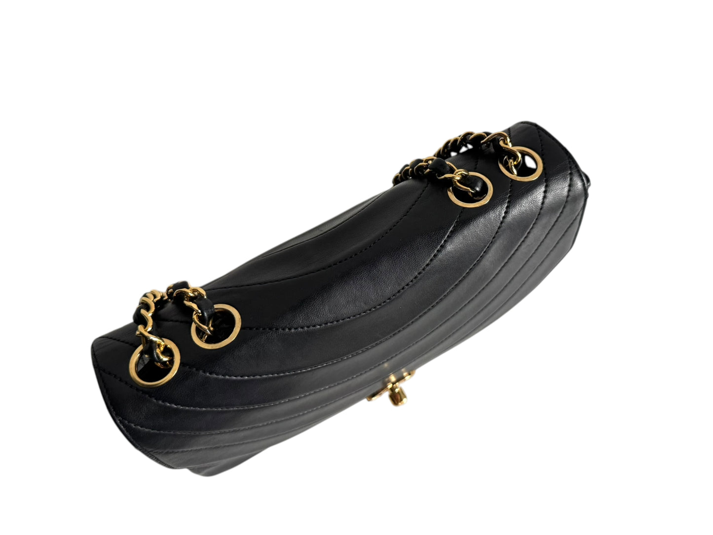 CHANEL Lambskin Half Moon Flap Bag