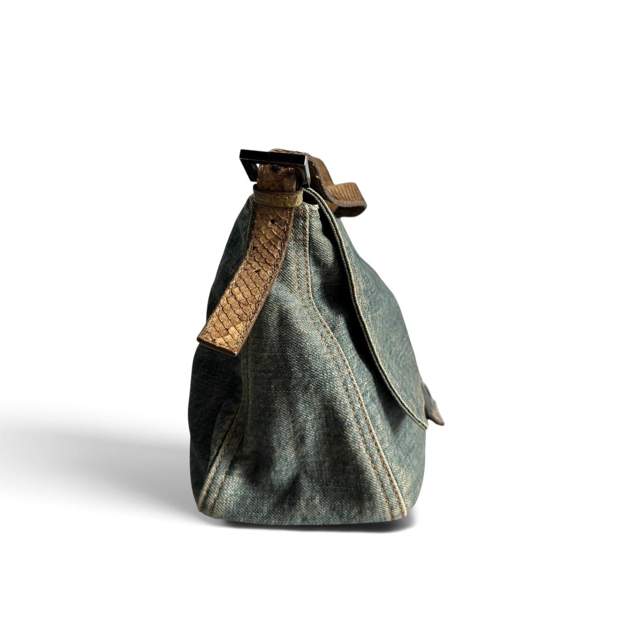 FENDI Denim Snakeskin Mama Baguette