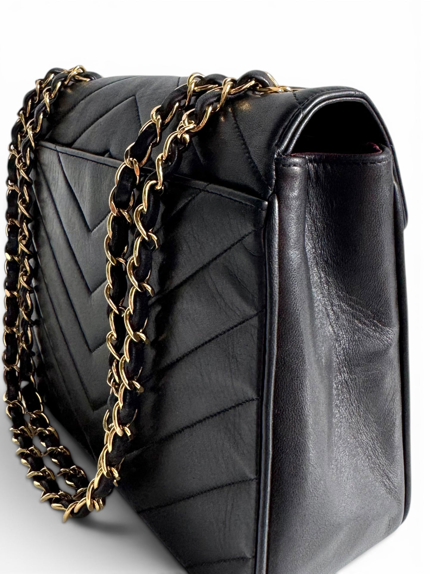 Chanel Lambskin Chevron Single Flap Bag