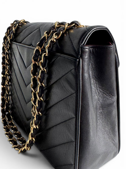 Chanel Lambskin Chevron Single Flap Bag