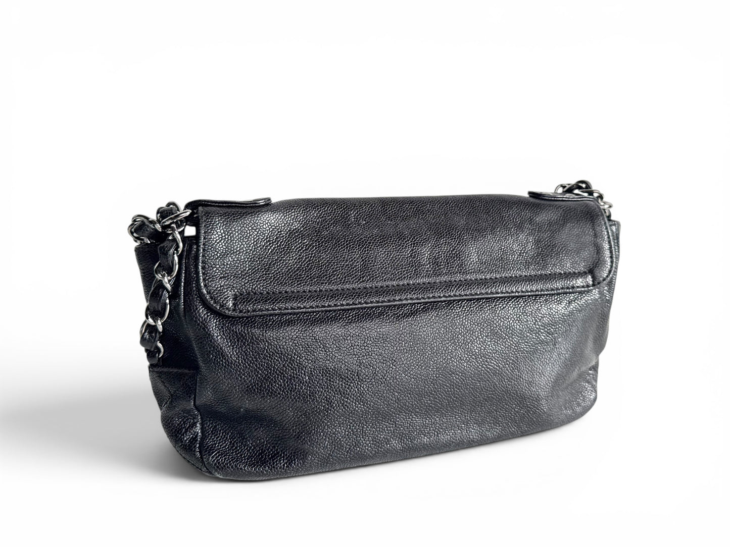 CHANEL Black Quilted Caviar Leather Pocket in the City Flap Shoulder Bag
