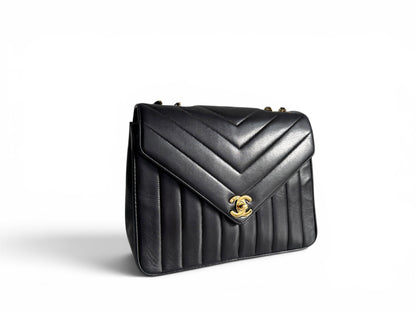 Chanel Lambskin Chevron Single Flap Bag
