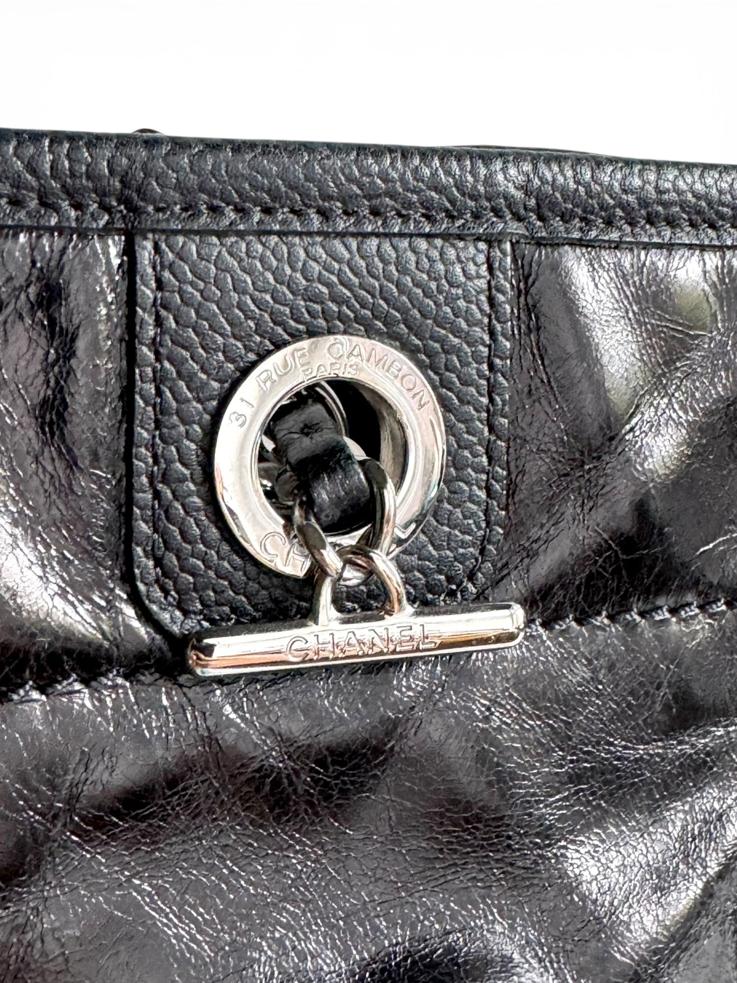 CHANEL Glazed Calfskin Small Deauville Tote