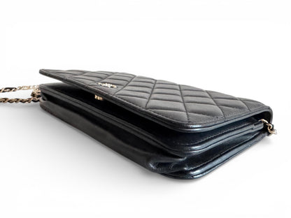 CHANEL Lambskin Limited Pearl Strap Wallet On Chain