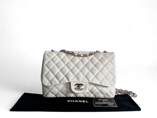 CHANEL Lambskin Perforated Jumbo Single Flap