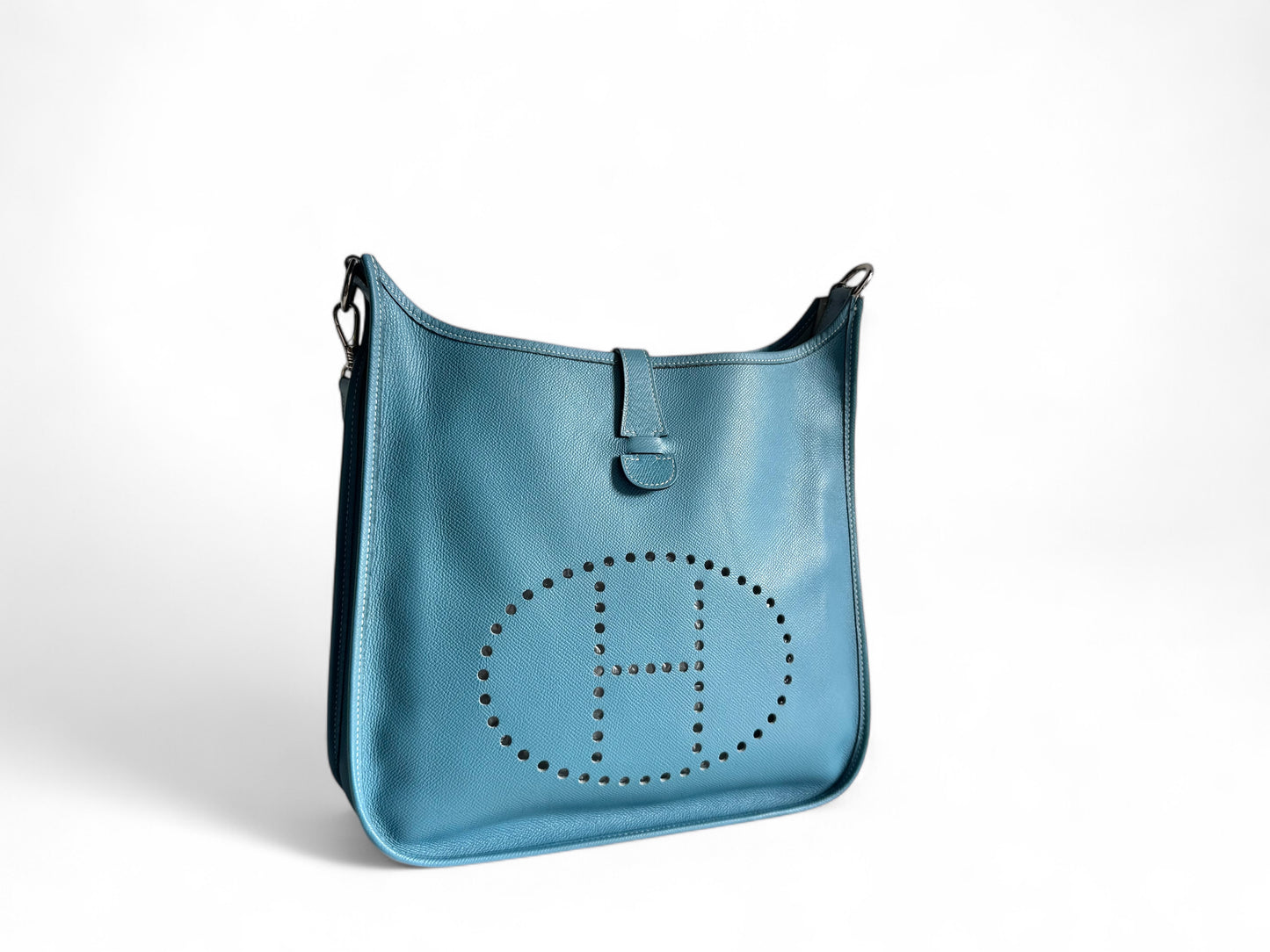 HERMES Courchevel Evelyne GM Blue Jean