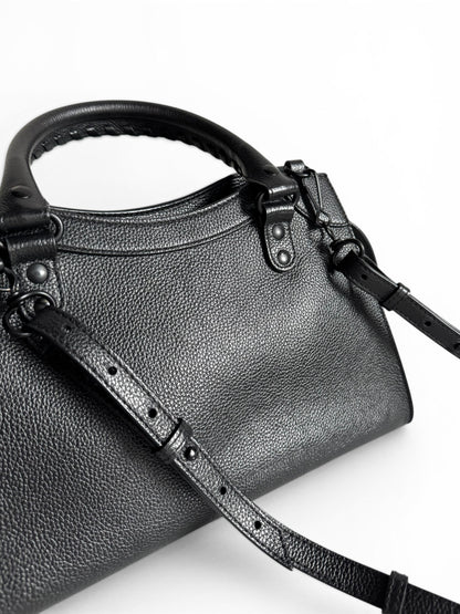 BALENCIAGA Grained Calfskin Neo Classic Black Hardware S City