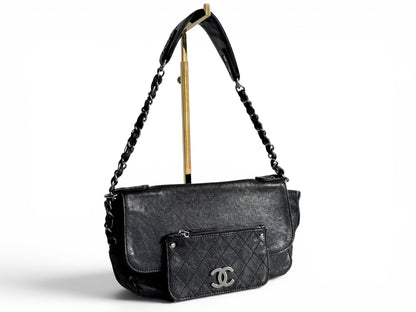 CHANEL Black Quilted Caviar Leather Pocket in the City Flap Shoulder Bag
