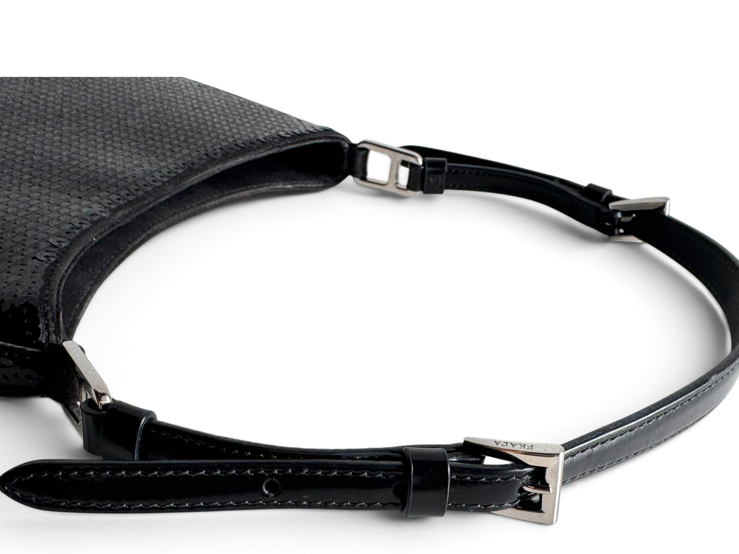 PRADA Paillettes Sequin Logo Cleo Adjustable Strap Shoulder Bag