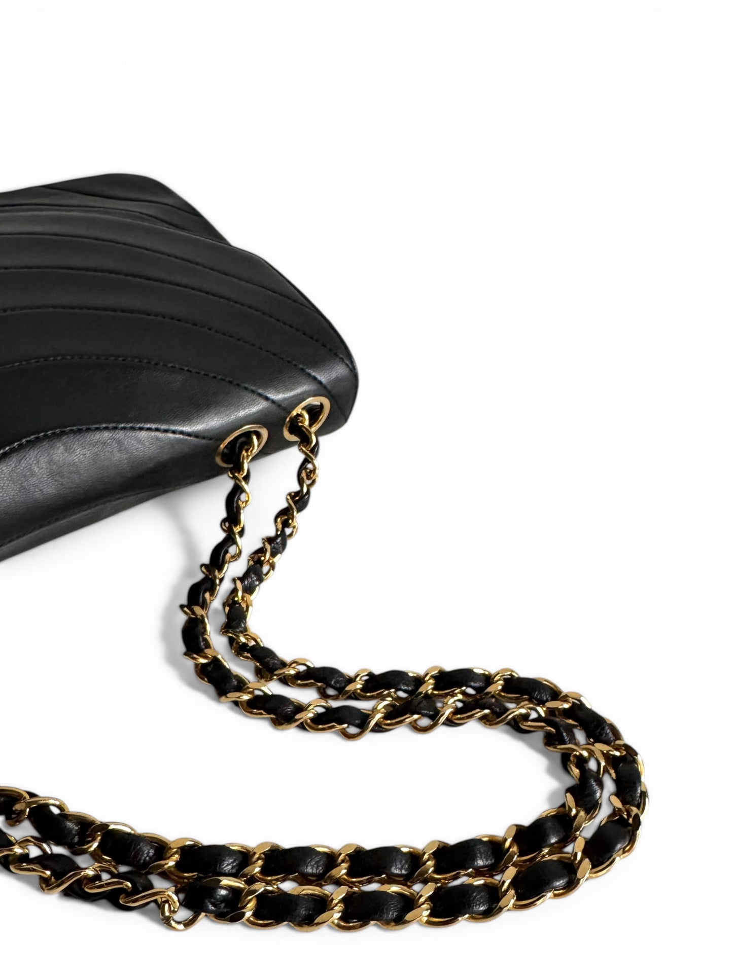 CHANEL Lambskin Half Moon Flap Bag
