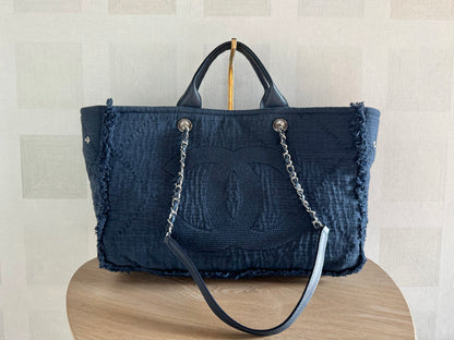 CHANEL Canvas Large Double Face Shopping Tote
