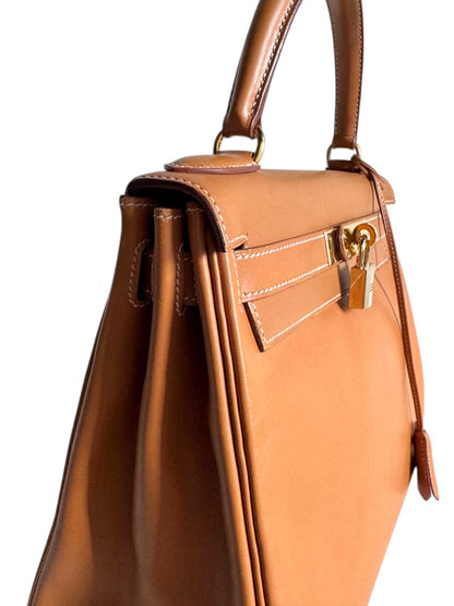 Hermès Box Kelly 28 in Natural with Gold Hardware