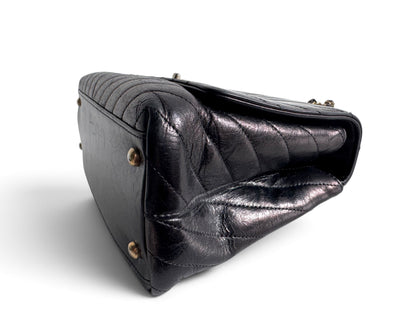CHANEL Calfskin Chevron Small Coco Handle Flap