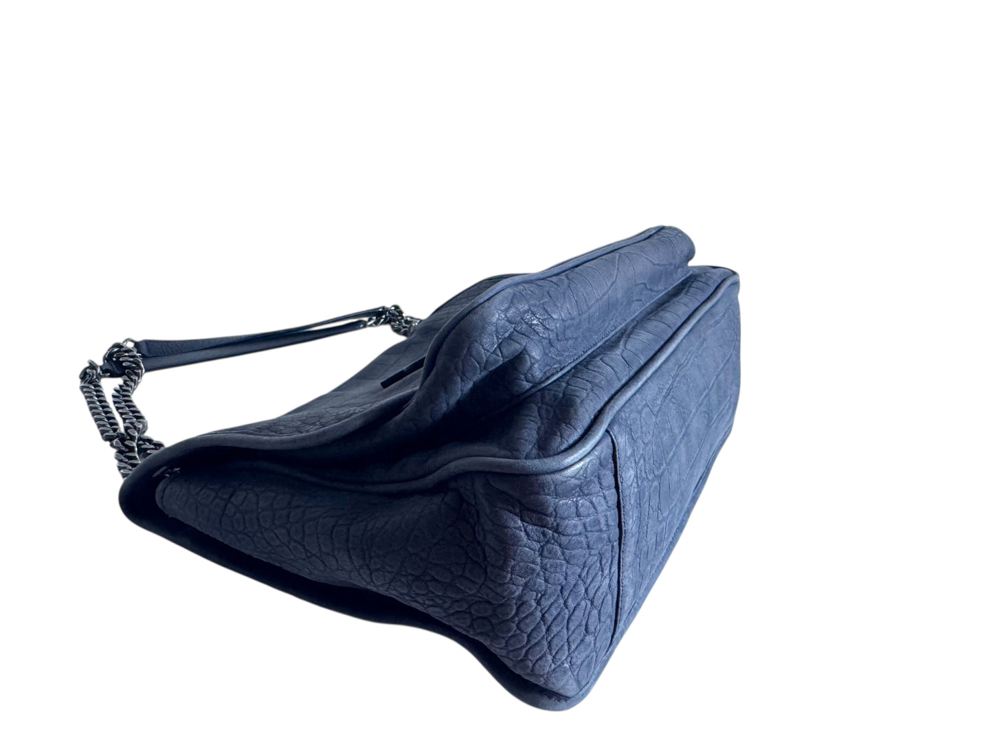 SAINT LAURENT Croc Embossed Nubuck Medium Nikki Bag