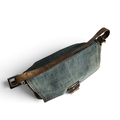 FENDI Denim Snakeskin Mama Baguette