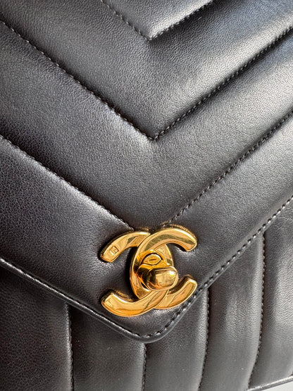 Chanel Lambskin Chevron Single Flap Bag